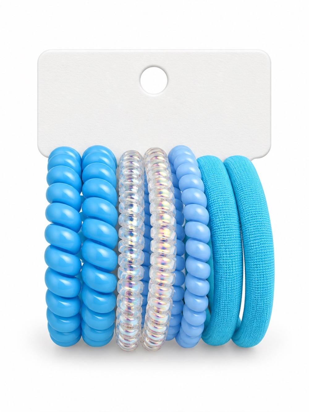 Light Blue Elastic & Iridescent Teletie Tele-tie Dent & Wrinkle Free Hair Ties